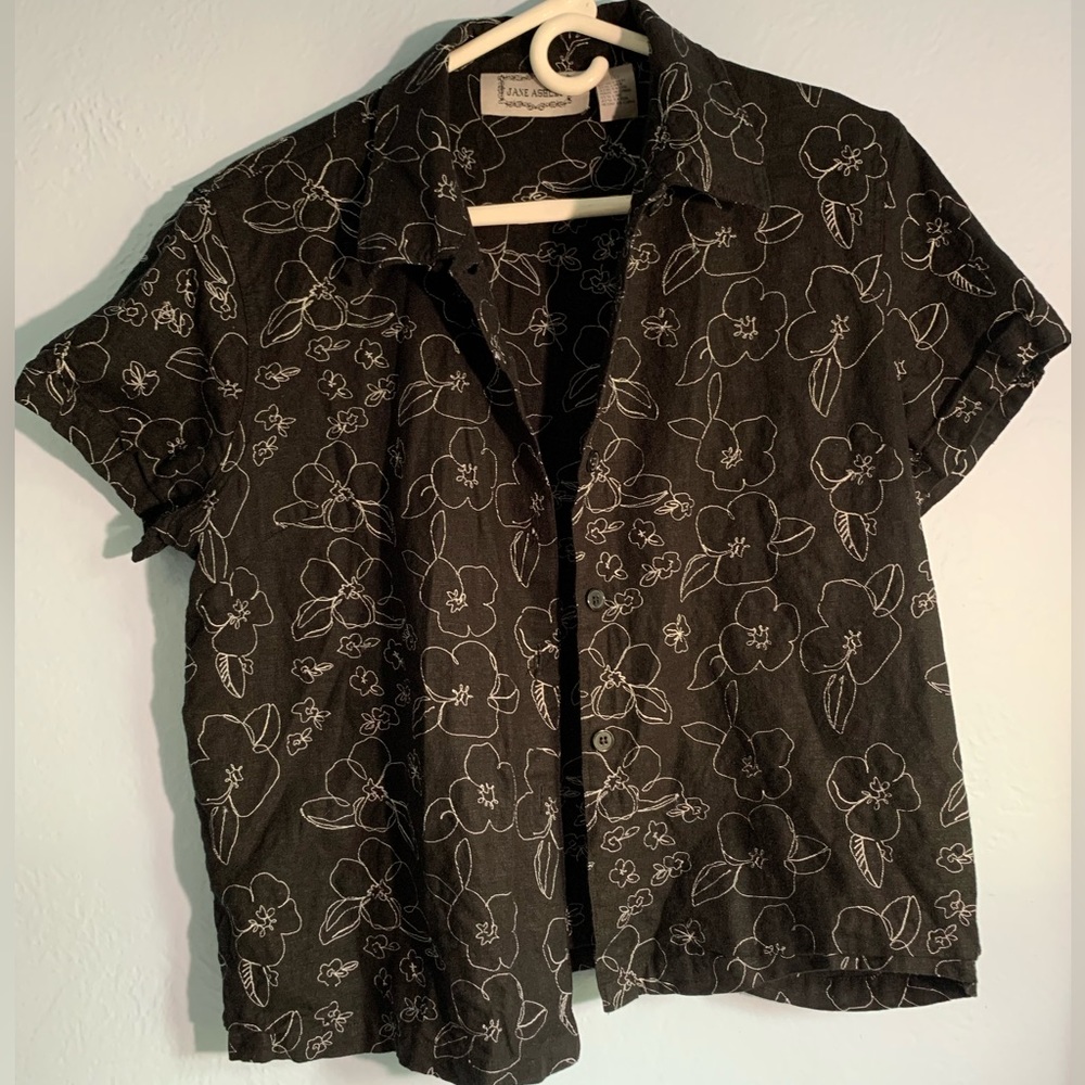 Embroidered Tropical Button Up Shirt